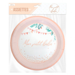 Assiettes baby shower fille